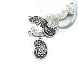 Silver Tribal Boho Ethnic Paisley Charms, 23x13mm