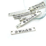 Silver Witch Wiccan Bar Connector Charms, 6x40mm