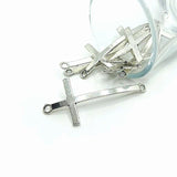 Silver Curved Cross Connector Pendant Charms, 54x24mm