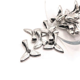 Silver Whale Tail Fluke Charms, 16x16mm