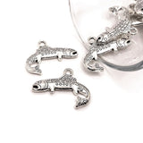Silver Salmon Fish Charms, 18x24mm