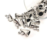 Silver Cheerleading Megaphone 3D Charms, 16x9mm