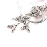 Small Silver Hummingbird Charms, 12x17mm