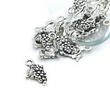 Silver Grape Bunch Wine Charms, 12x18mm