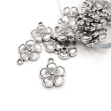 Small Silver Flower Charms, 28x20mm