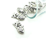 Silver Anatomical Human Heart 3D Charms, 27x13mm