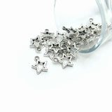 Antique Silver Open Star Charms, 15x12mm