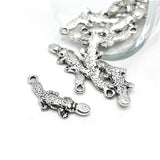Silver Duck-Billed Platypus Charms, 10x25mm