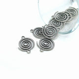 Silver Spiral Galaxy Connector Charms, 18x22mm