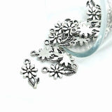 Small Silver Flower Charms, 19x10mm