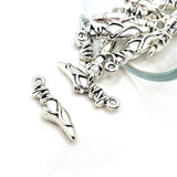 Silver Ballet Slipper Charms, 23x7mm