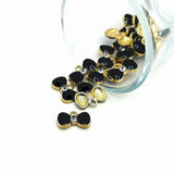 Small Black and Gold Bow Charms with Rhinestone, 9x15mm