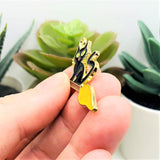 Black Enamel Witch Cat on Broom Charm, 21x34mm