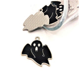 Black Enamel Halloween Ghost Charm, 26x23mm