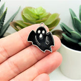 Black Enamel Halloween Ghost Charm, 26x23mm