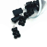 Black Gummy Bear Resin 3D Charms with eye screw, 20x12mm