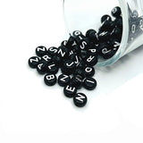 Round Black and White Alphabet Beads, 7x7mm