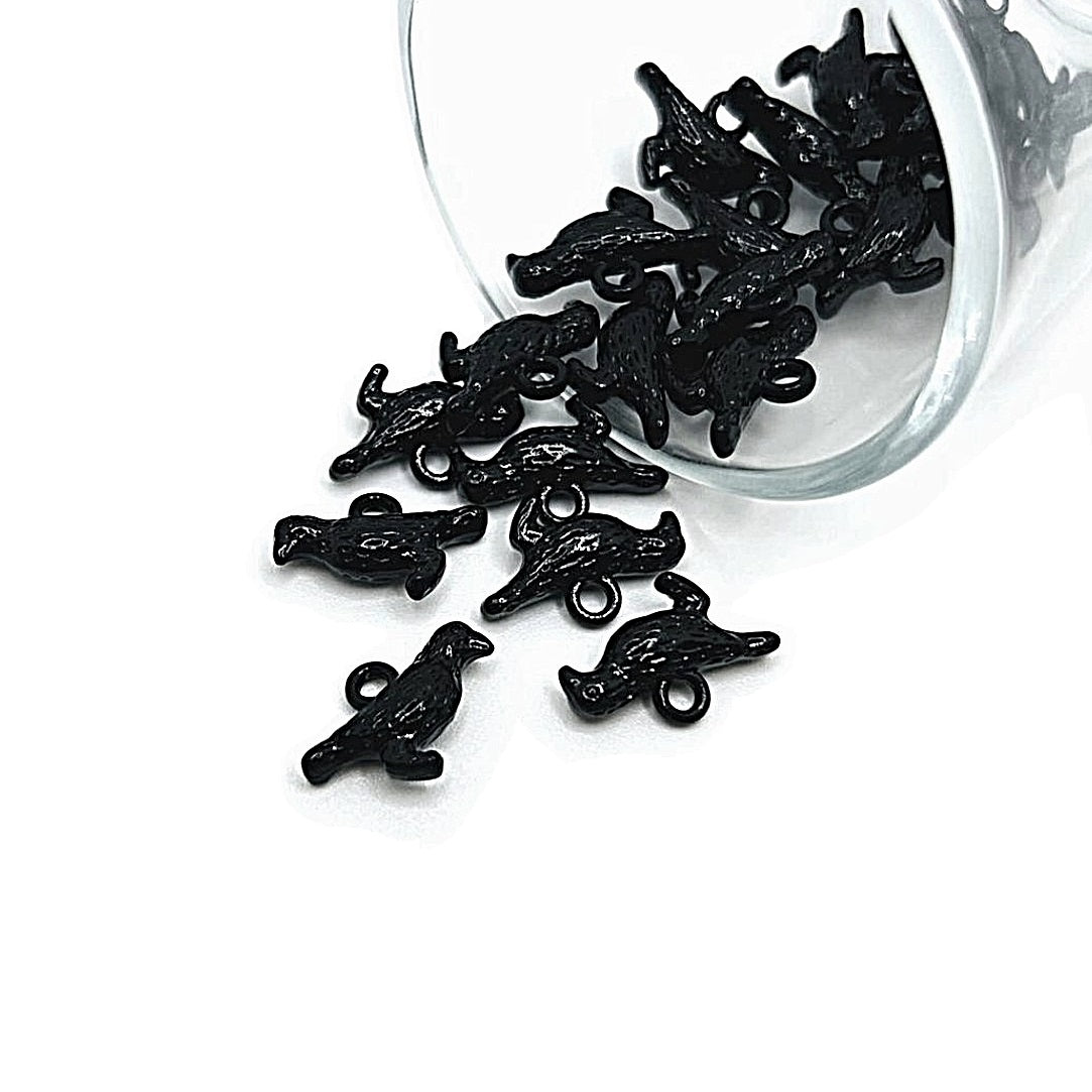 Black Raven Crow Enamel 3D Charms, 16x10mm – Guerrilla Charm