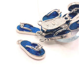 Blue Enamel Flip Flop Sandal 3D Charms with Rhinestone, 23x10mm