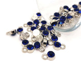 Small Bright Blue September Birthstone Rhinestone Charms, 9x6mm