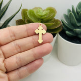 White Enamel Cross Charms, 25x14mm