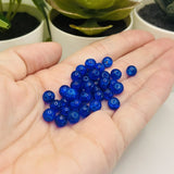 6mm Dark Blue Glass Crackle Beads