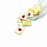 Ace of Hearts Enamel Playing Card Charms, 19x14mm