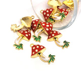 Red Enamel Mushroom Charms, 26x16mm