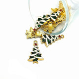 Green and White Enamel Christmas Charms, 27x16mm