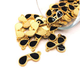 Black and and Gold Enamel Aviator Glasses Charms, 18x17mm