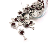 Red and Silver Wine Glass Charms, 29x9mm