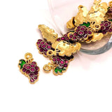 Purple and Gold Grape Bunch Wine Charms, 17x10mm