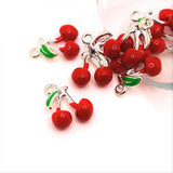 Red Enamel Cherry 3D Charms, 16x16mm