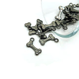 Gunmetal Dog Bone 3D Charms, 17x10mm