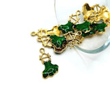 Green and Gold Flamenco Dress Charms, 22x13mm