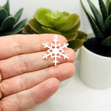 White Christmas Snowflake Charm, 22x26mm