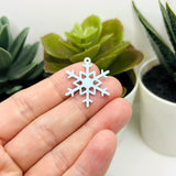 Blue Christmas Snowflake Charm, 22x26mm