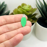 Green Christmas Light Charm, 10x25mm