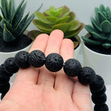 12mm Black Lava Stone Diffuser Beads