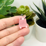 Pink Acrylic 3D Cute Pig Charm, 17x25mm
