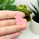 Pink Acrylic 3D Cute Pig Charm, 23x25mm