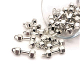 Silver Dumbbell Gym Charms, 21x6mm
