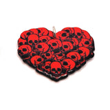 Red Punk Rocker Valentine's Day Heart Charm with Skulls Charm, 33x41mm