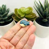 Resin Whale Charm Pendants, 20x22mm
