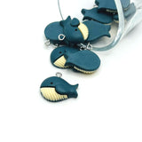 Resin Whale Charm Pendants, 20x22mm