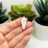 White and Gold Vampire Coffin Charms, 26x12mm