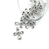 Silver Ornate Cross Charms, 23x17mm