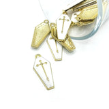 White and Gold Vampire Coffin Charms, 26x12mm
