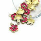 Pink Flower with Rhinestone, 16x12.5mm