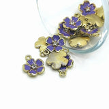 Purple Flower with Rhinestone, 16x12.5mm